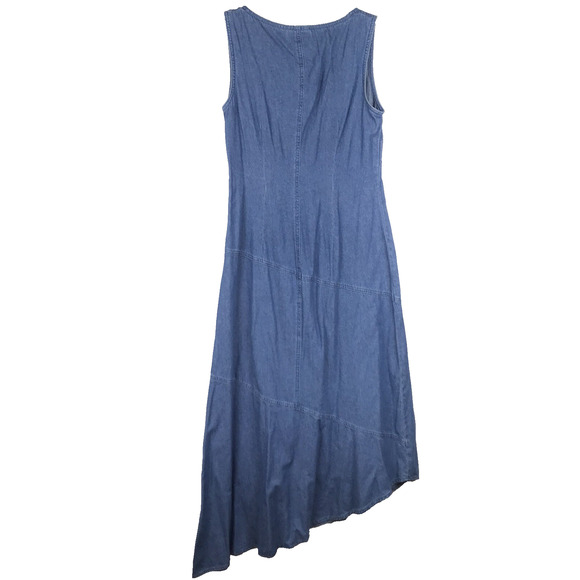 VTG Y2K Jeanology Denim Midi Dress Sleeveless Asymmetrical Hem Newport News 10 - Picture 6 of 10